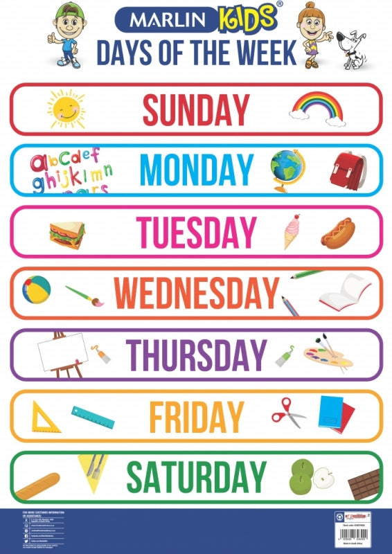 Marlin Kids Chart Days of the Week