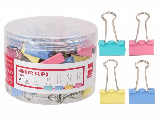 Binder Clip 25Mm Asst Colors Blue/Yellow/Pink/Green Tub 48'S