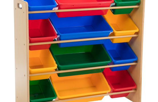 12 Bin Storage Organiser with Wooden Frame