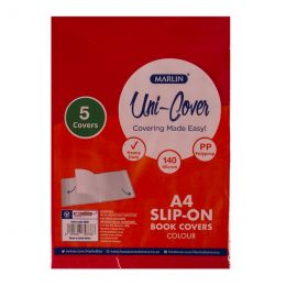 Book Cover A4 - Fitted Slip-on (140 mic) 5pc Single Colour - Marlin