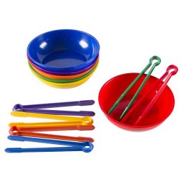 Jumbo Plastic Tweezers & HD Sorting Bowls Set (12pc) 6 colours
