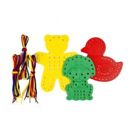 Threading Animals Large (bear dog duck) - 3pc Primary Colours